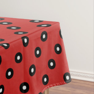 Mantel Fondo rojo del punto de polka negro/blanco (modifi