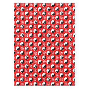 Mantel Fondo Rojo Patrón chino de Yinyang