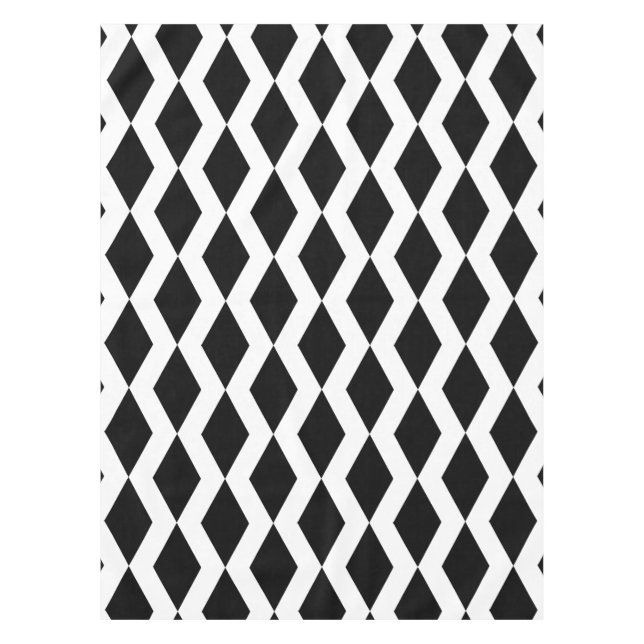 Mantel Forma Lozenge Patrón de diamantes Negro y Blanco (Anverso)
