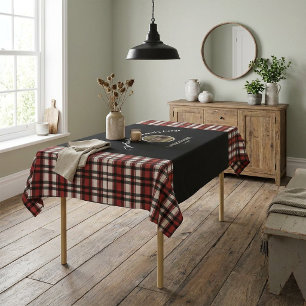 Mantel Foto de granja Plaid Búfalo Rojo Negro Personaliza