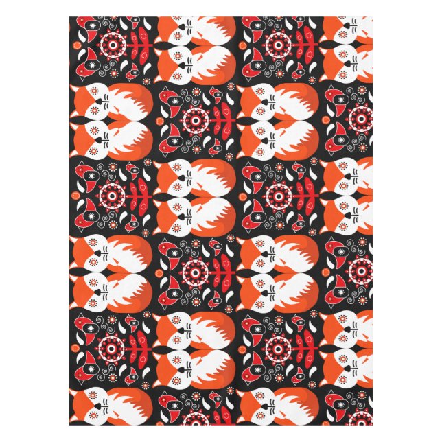 Mantel Fox Y Nature Arte Folclórico Nórdico (Anverso)