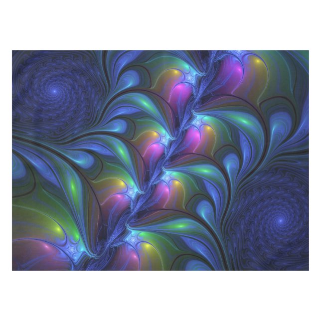 Mantel Fractal verde rosa azul luminoso colorido abstract (Frente (Horizontal))
