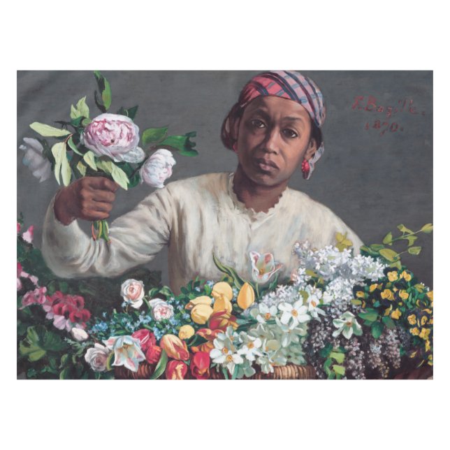 Mantel Frederic Bazille - Mujer joven con peonías (Frente (Horizontal))