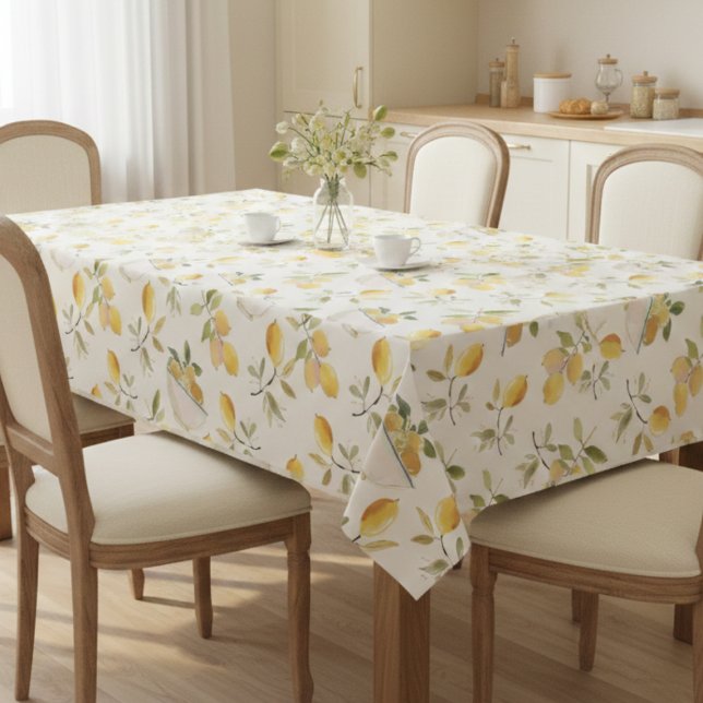 Mantel French Country Lemon Pattern Tablecloth (elegant warm french country lemon pattern tablecloth)