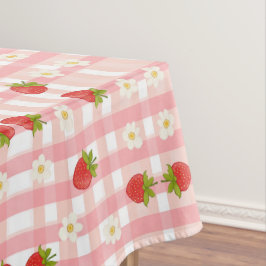 Mantel Fresa y flores en un gingham rosa