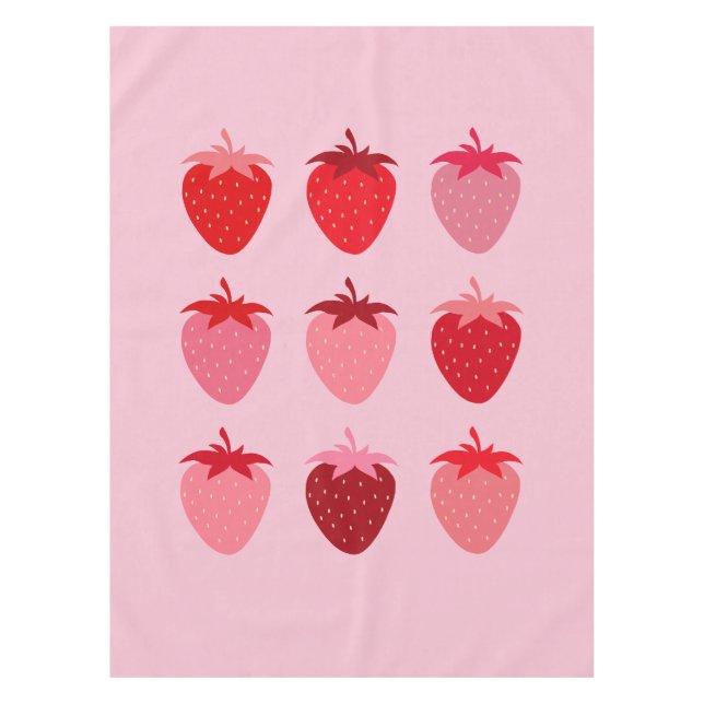 Mantel Fresas Estéticas De Pescado Rosa Y Rojo (Anverso)