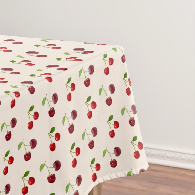 Mantel Frutas de cereza sobre beige champán claro (In Situ)