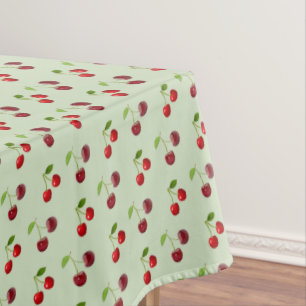 Mantel Frutas de cereza sobre verde claro