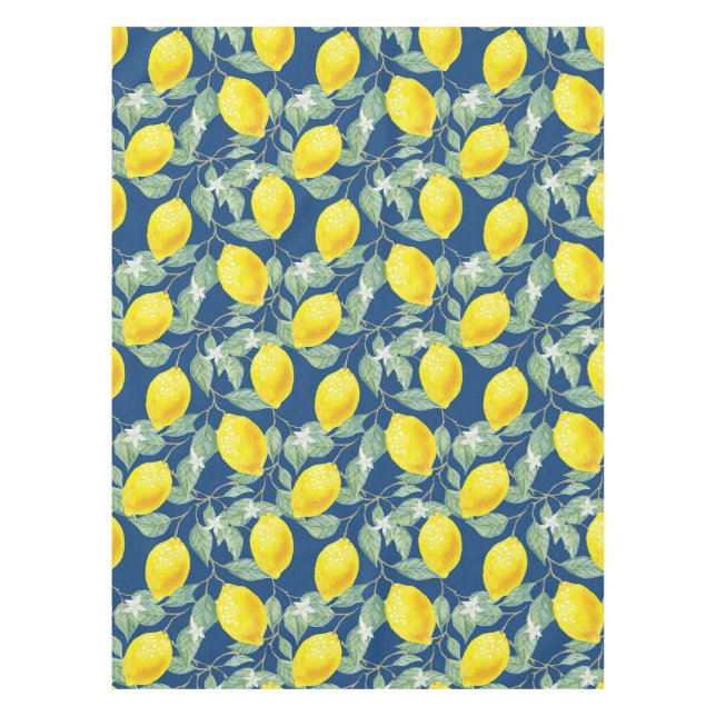 MANTEL FRUTAS DE LIMÓN EN AZUL PAÍS (Anverso)