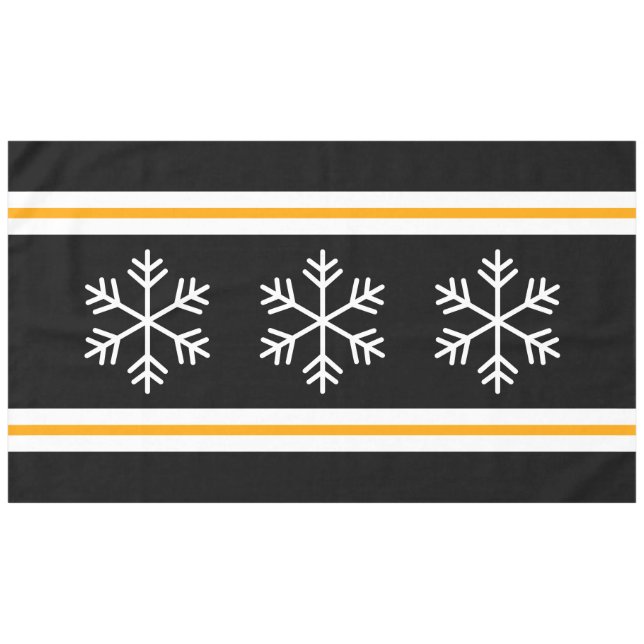 Mantel Fun Black Stripes Triple Blanco Nórdico Snowflakes (Frente (Horizontal))