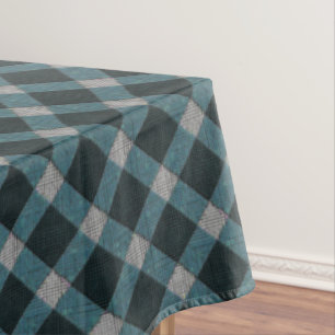 Mantel Funda de tartán cruzada azul turbia y relieve gris