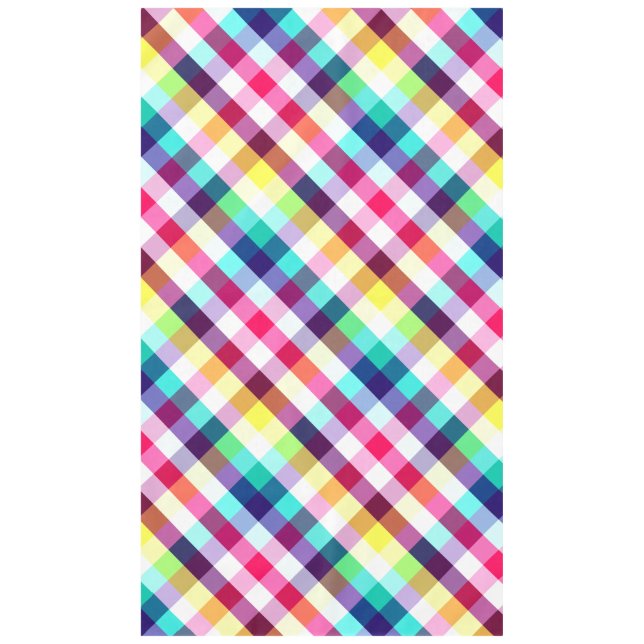 Mantel Funky Rainbow Plaid Pattern Large Tableclol (Anverso)