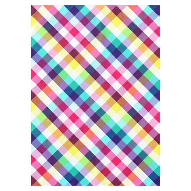 Mantel Funky Rainbow Plaid Pattern Medium Tableclol (Anverso)