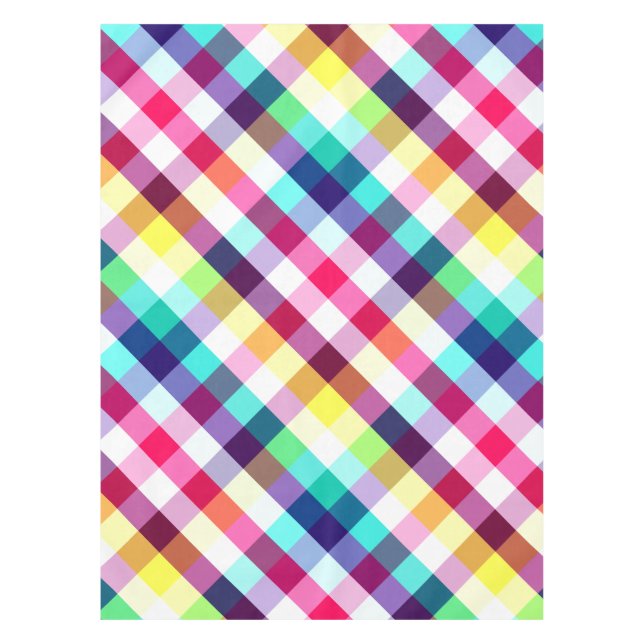 Mantel Funky Rainbow Plaid Pattern Small Tableclol (Anverso)
