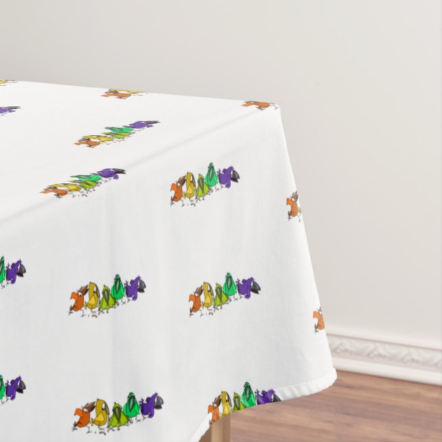 Mantel Funny Birds Tablecloth - Custom Colors (In Situ)
