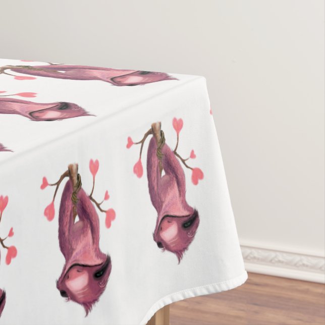 Mantel Funny Romantic Sloth Smile Tablecloth (In Situ)