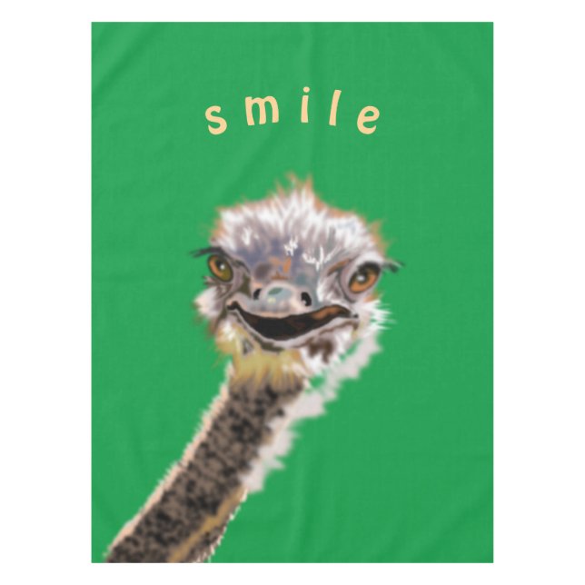 Mantel Funny Tablecloth con alegre avestruz - Sonrisa (Anverso)