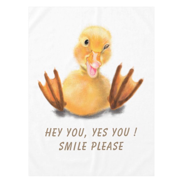 Mantel Funny Tablecloth con feliz pato amarillo - Sonrisa (Anverso)