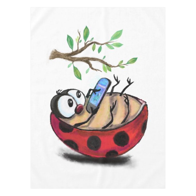 Mantel Funny Tablecloth Ladybug con el teléfono (Anverso)