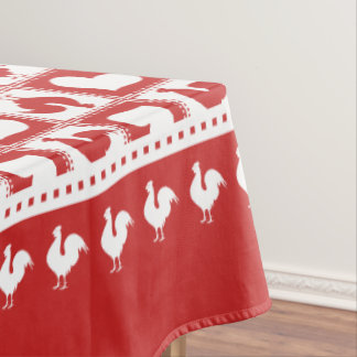 Mantel Gallo rojo y blanco y corazones a cuadros