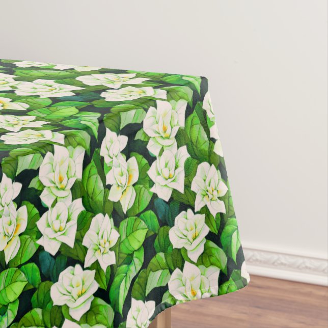Mantel Gardenias blancas y hojas verdes de jade (In Situ)