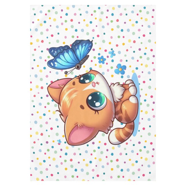 Mantel Gatito/gato y mariposa (Anverso)