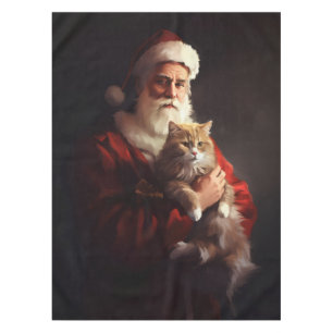 Mantel Gato Angora Turco Santa Claus Festivo Navidad 
