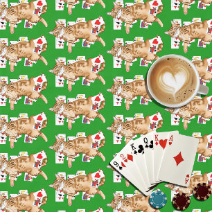 Mantel Gato atigrado naranja divertido jugando cartas de 