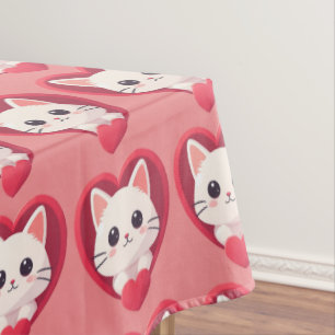 Mantel Gato Blanco Adorable con Corazón Diseño de Amor Ga