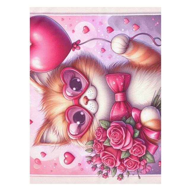 Mantel Gato El día de San Valentín/gatito (Anverso)