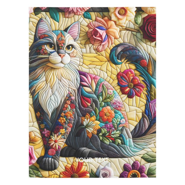 Mantel Gato lindo Fantasy Vidrio manchado (Anverso)