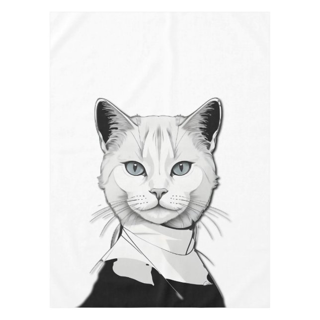 Mantel Gato místico blanco y negro de Salem (Anverso)
