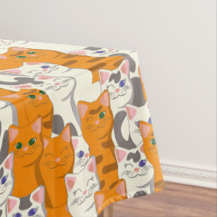Mantel Gatos blancos y jengibre patrón ojos verdes ojos a
