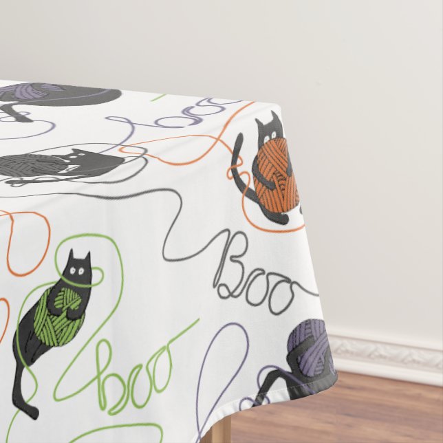 Mantel Gatos negros y Yarn Halloween enmarañados a la per (In Situ)