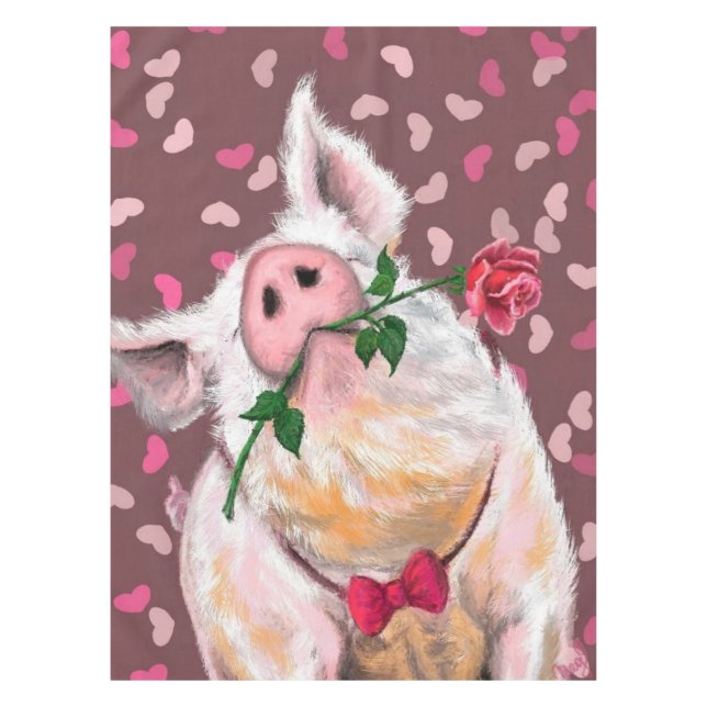 Mantel Gentleman Pig Tablecloth Romantic Funny (Anverso)