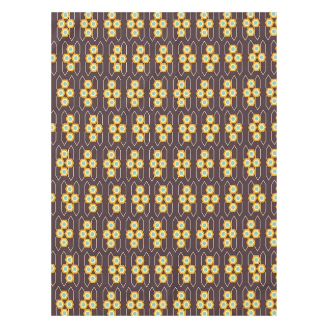 Mantel Geometric pattern with orange and blue hexagons (Anverso)