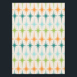 Mantel geométrico de Starbursts del vintage<br><div class="desc">Vintage. Geometrics. Starbursts. Si usted ama cualesquiera de esas palabras, este mantel geométrico de Starbursts del vintage retro está para usted. Características del este diseño moderno de los mediados de siglo un fondo poner crema con filas de la turquesa, de la verde lima, del naranja, y de starbursts verde azulados....</div>
