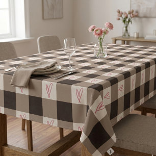 Mantel Gingham a cuadros romántico y corazón rosa Buffalo