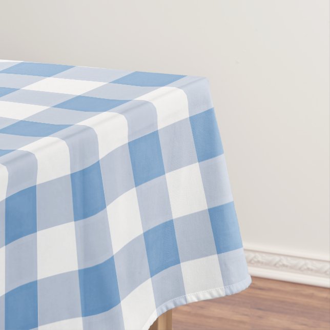Mantel Gingham Blue Summer Picnic Plaid Tablecloth (In Situ)