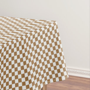 Mantel Gingham Checkered Marrón Y Blanco
