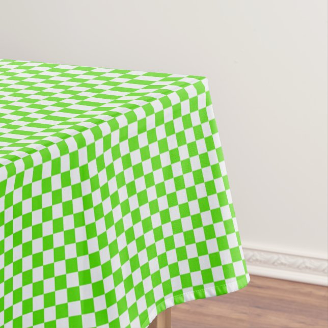 Mantel Gingham Checkered Neon Green Y White (In Situ)
