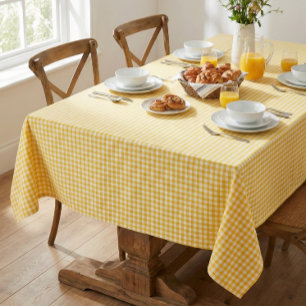 Mantel Gingham de cuadros amarillos soleados Casa de camp