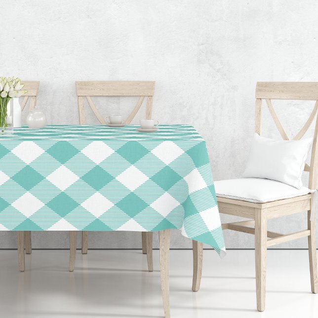 Mantel Gingham de gran escala verde azulada (Subido por el creador)