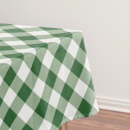Mantel Gingham Navideño de cuadros verdes y blancos