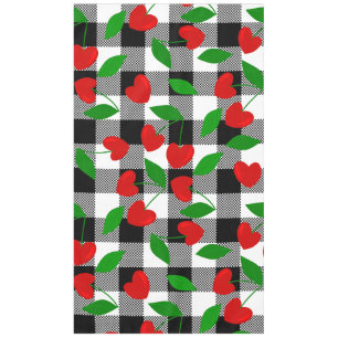 Mantel gingham negro Corazón Forma Cereza rockabilly