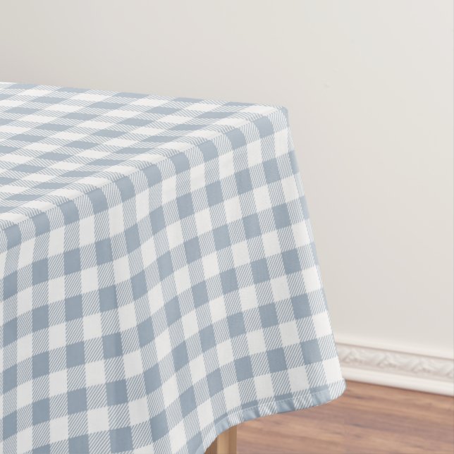 Mantel Gingham Pattern Coastal Checkered White Muted Blue (In Situ)