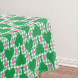 Mantel Gingham Pickleball, Boda Rosa y Verde Preppy