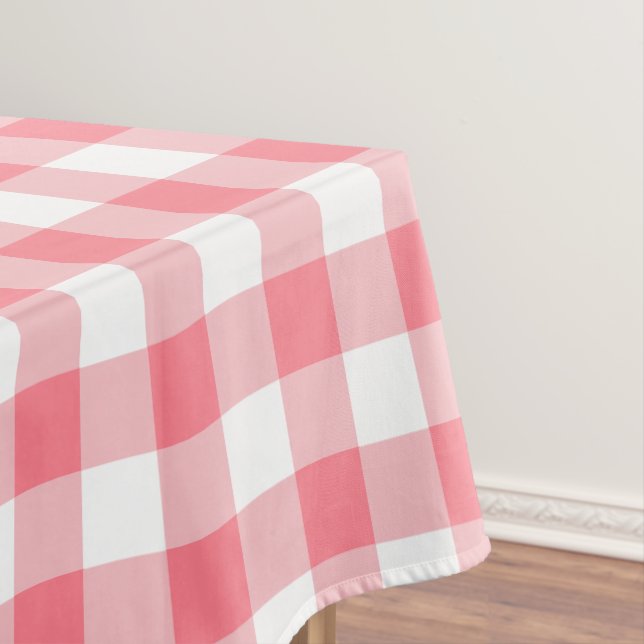 Mantel Gingham Pink Summer Picnic Plaid Tablecloth (In Situ)