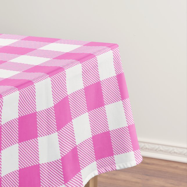 Mantel Gingham Plaid rosa y blanco (In Situ)