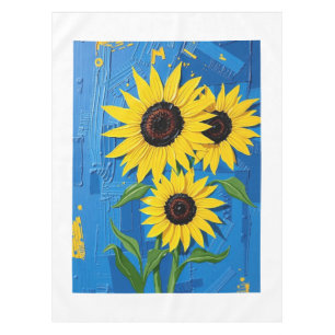 Mantel Girasol Amarillo Vibrante Abstracto con Impasto en